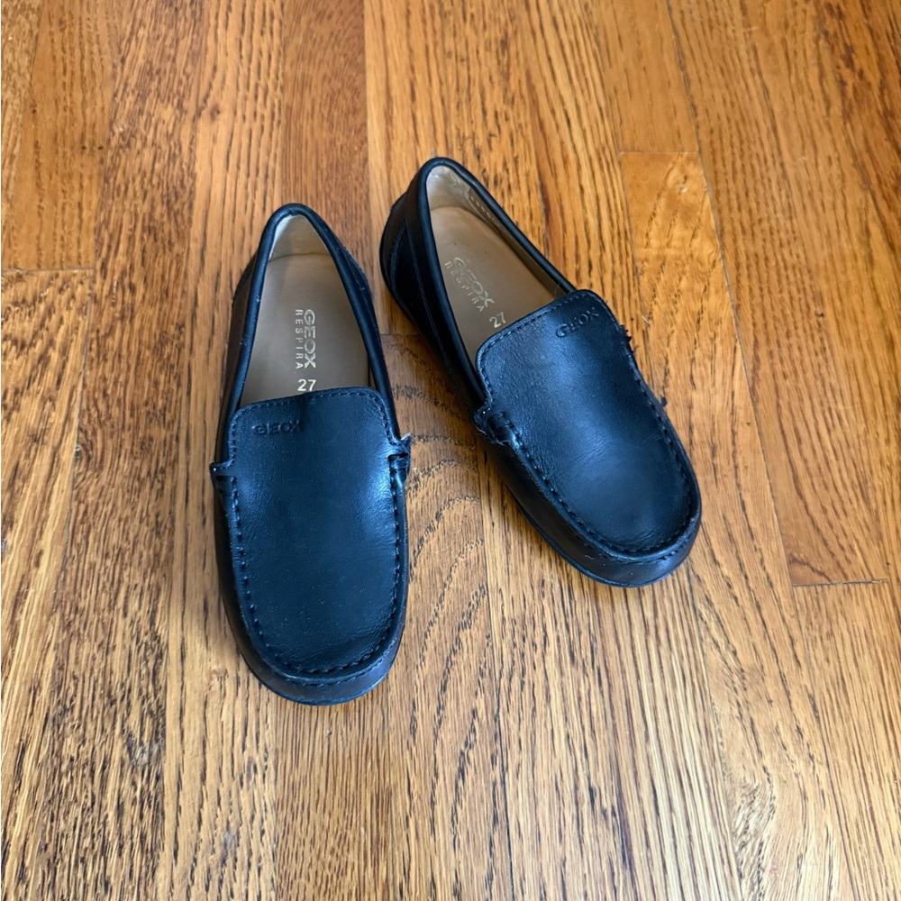 Geox Black Dress Shoes Leather Slip-On